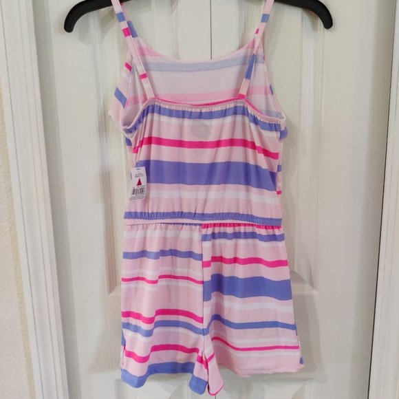 Extremely Me Girls Short Striped Pink Purple White Romper 10/12 NWT - Picture 2 of 2